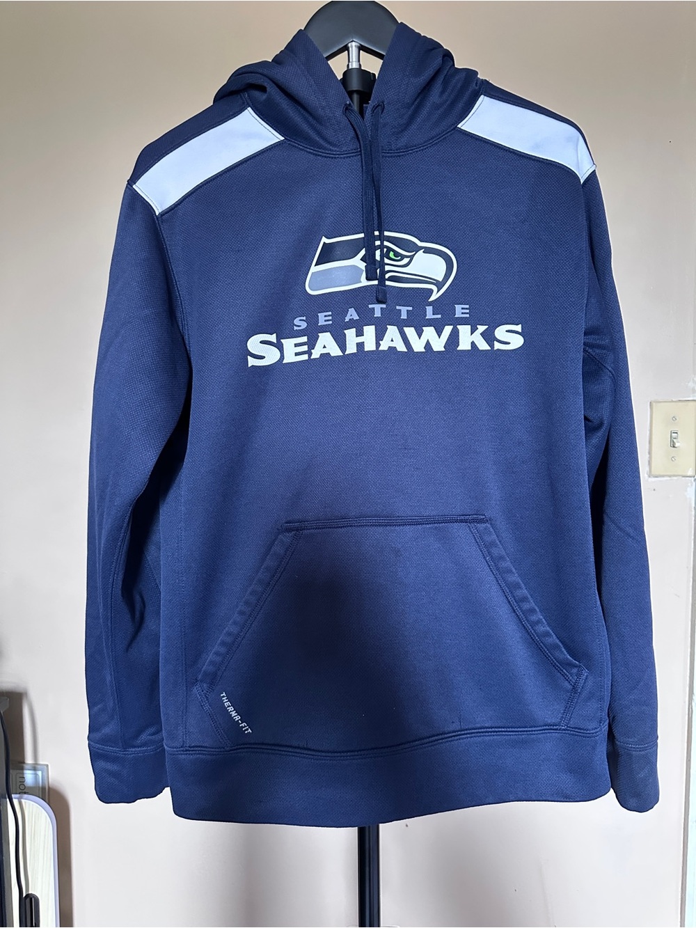 Nike NFL Navy Seattle Seahawks Pullover Hoodie with White Accents
